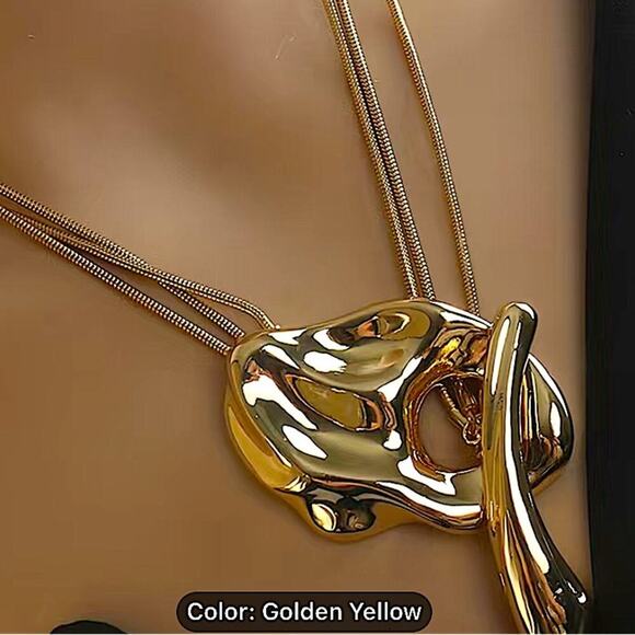 Gold Geometric Handmade Creative Design Necklace Party Event - Picture 2 of 5